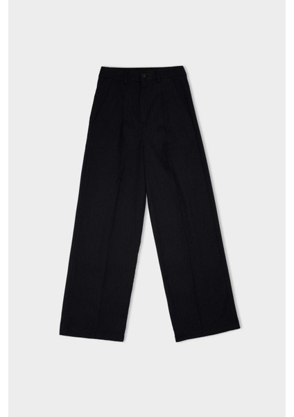 Wide Leg Klasik Lacivert Palazzo Pantolon Pensli Geniş Bol Paça Basic Düz Cepli Yüksek Bel C2022AX24AU