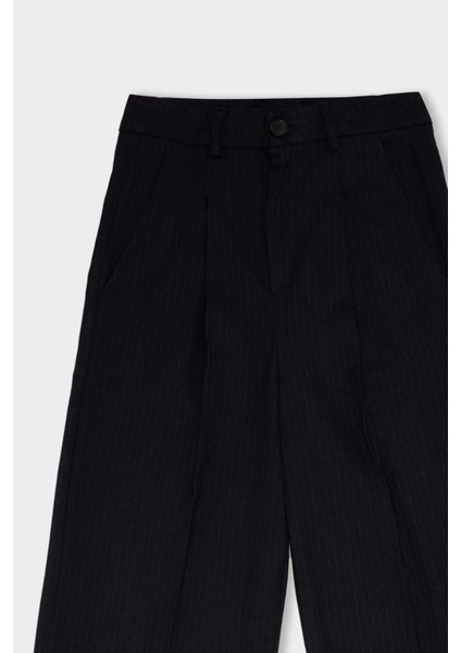 Wide Leg Klasik Lacivert Palazzo Pantolon Pensli Geniş Bol Paça Basic Düz Cepli Yüksek Bel C2022AX24AU