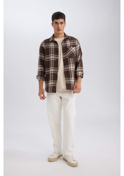 Regular Fit Kareli Oduncu Flanel Uzun Kollu Gömlek D4132AX24WN