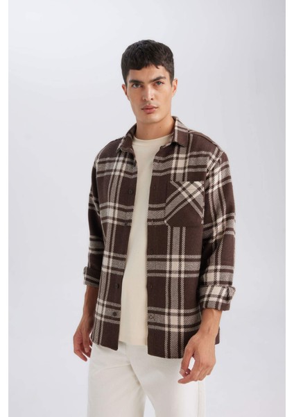 Regular Fit Kareli Oduncu Flanel Uzun Kollu Gömlek D4132AX24WN