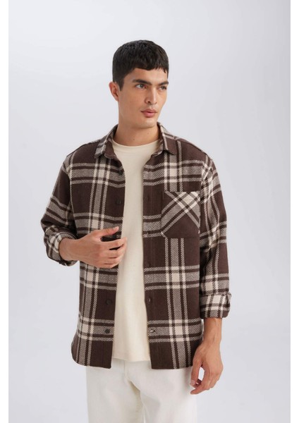 Regular Fit Kareli Oduncu Flanel Uzun Kollu Gömlek D4132AX24WN