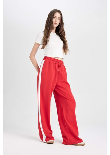 Coool Wide Leg Geniş Bol Paça Eşofman Altı Geniş Paça Beli Lastikli Bağcıklı Şeritli D4764AX24AU