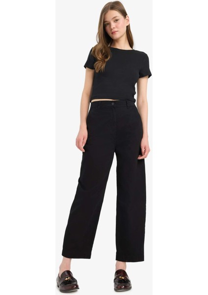 Coool Fitted Bisiklet Yaka Ribana Basic Düz Kısa Kollu Tişört T9631AZ24AU