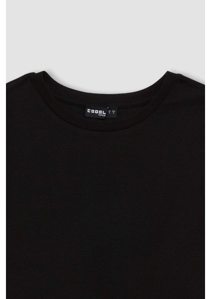 Coool Fitted Bisiklet Yaka Ribana Basic Düz Kısa Kollu Tişört T9631AZ24AU