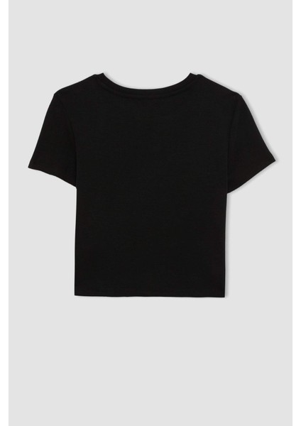 Coool Fitted Bisiklet Yaka Ribana Basic Düz Kısa Kollu Tişört T9631AZ24AU