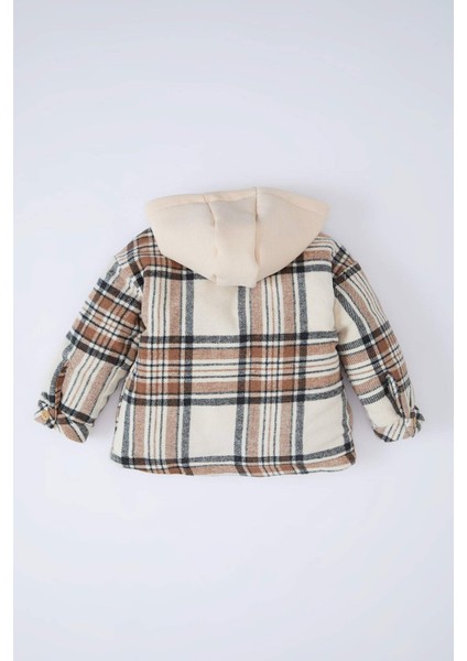 Erkek Bebek Kapüşonlu Kareli Flanel Uzun Kollu Gömlek D5271A524WN