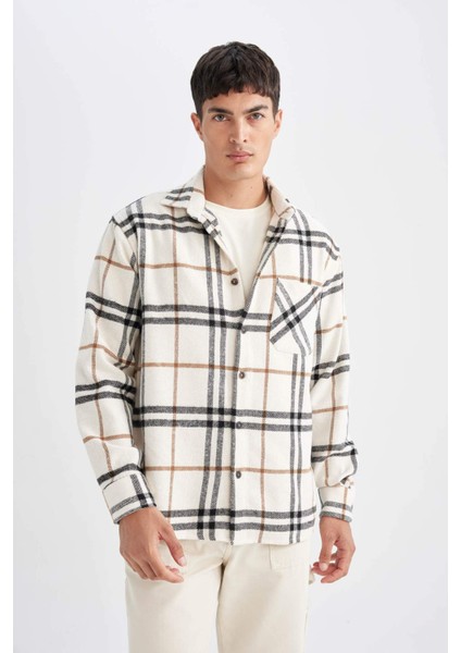 Regular Fit Kareli Oduncu Flanel Uzun Kollu Gömlek D4131AX24AU