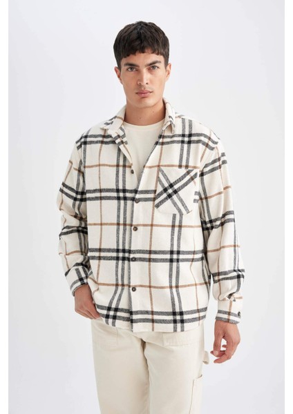 Regular Fit Kareli Oduncu Flanel Uzun Kollu Gömlek D4131AX24AU