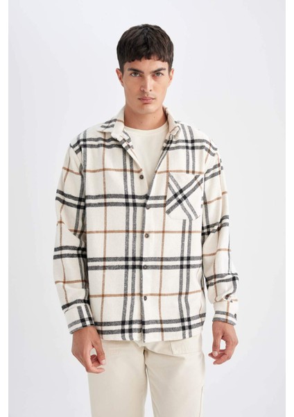 Regular Fit Kareli Oduncu Flanel Uzun Kollu Gömlek D4131AX24AU