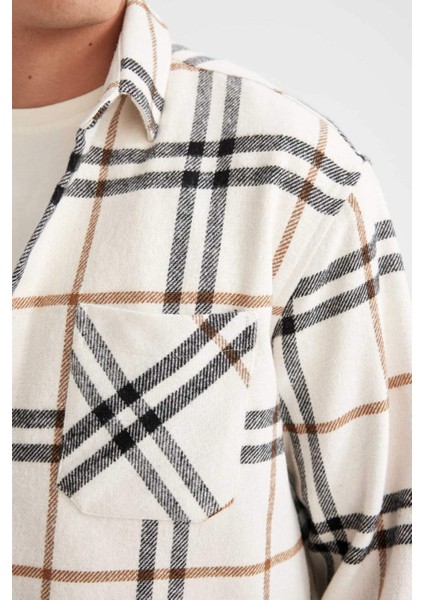Regular Fit Kareli Oduncu Flanel Uzun Kollu Gömlek D4131AX24AU
