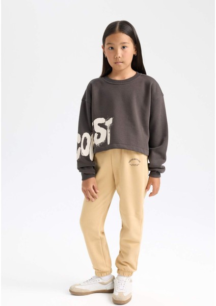 Kız Çocuk Bisiklet Yaka Baskılı Sweatshirt D2882A824WN