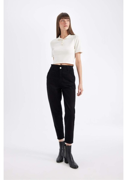 Paperbag Gabardin Kumaş Pantolon Yüksek Bel Cepli Basic Düz Standart Paça S2790AZ24WN