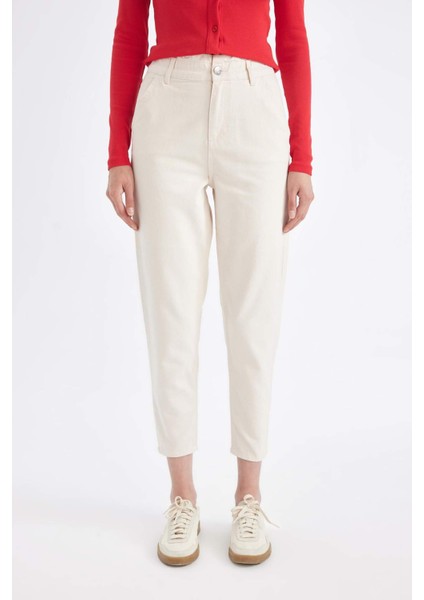 Paperbag Gabardin Kumaş Pantolon Yüksek Bel Cepli Basic Düz Standart Paça S2790AZ24WN