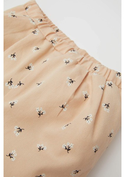 Kız Bebek 2'li Takım Twill Baskılı Uzun Kollu Çıtçıtlı Body Beli Lastikli Desenli Alt