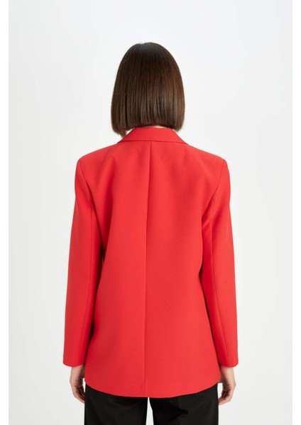 Oversize Geniş Kalıp Ceket Yaka Düğmeli Basic Düz Blazer Ceket C2457AX24AU