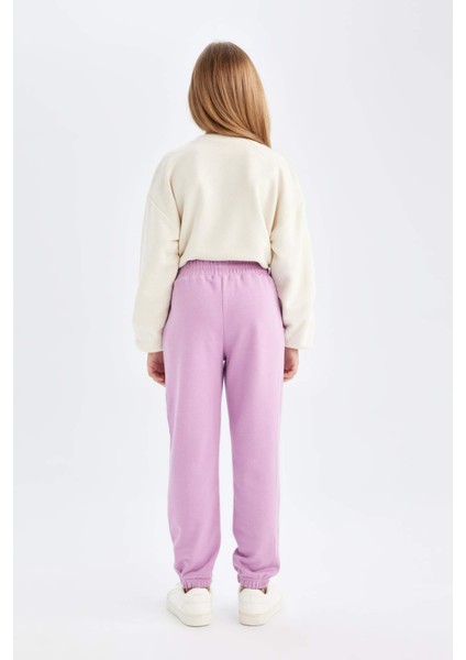 Kız Çocuk Beli Paçası Lastikli Basic Düz Jogger Eşofman Altı D3201A824WN