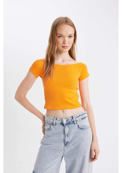 Fitted Ribana Kısa Kollu Tişört D5119AX24HS