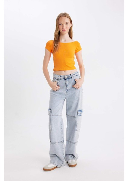 Fitted Ribana Kısa Kollu Tişört D5119AX24HS