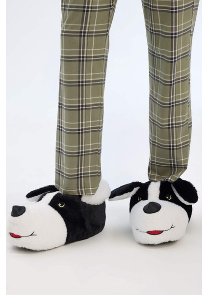 Erkek Köpek Temalı Düz Taban Panduf B0605AX24WN