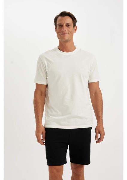 Regular Fit Cepli Jakarlı Basic Düz Şort D5107AX24SM