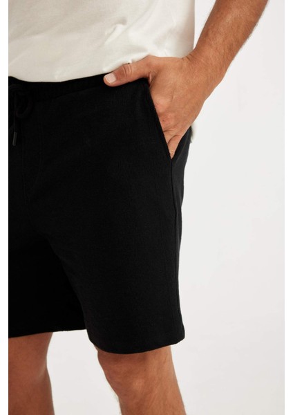 Regular Fit Cepli Jakarlı Basic Düz Şort D5107AX24SM