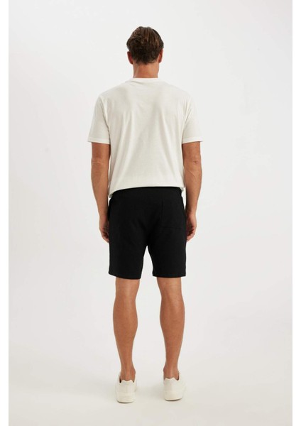 Regular Fit Cepli Jakarlı Basic Düz Şort D5107AX24SM