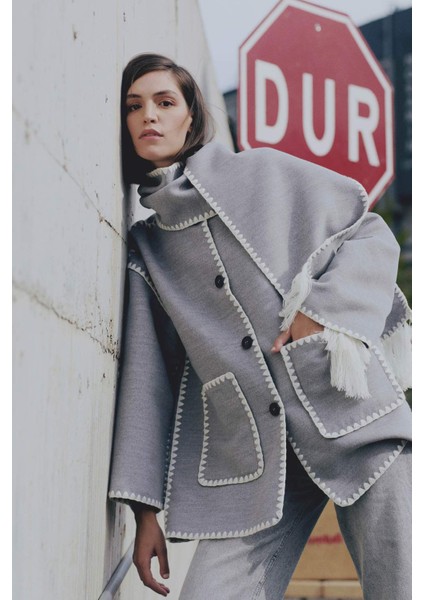 Relax Fit Cepli Düğmeli Çoban Dİkişli Kaşe Mont D5120AX24WN