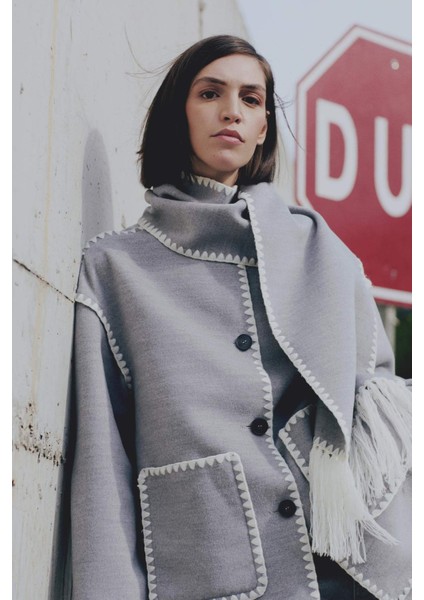 Relax Fit Cepli Düğmeli Çoban Dİkişli Kaşe Mont D5120AX24WN