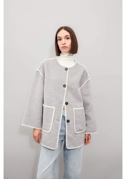 Relax Fit Cepli Düğmeli Çoban Dİkişli Kaşe Mont D5120AX24WN