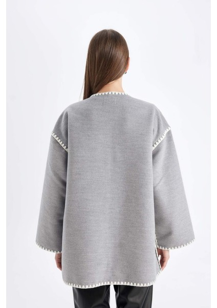 Relax Fit Cepli Düğmeli Çoban Dİkişli Kaşe Mont D5120AX24WN