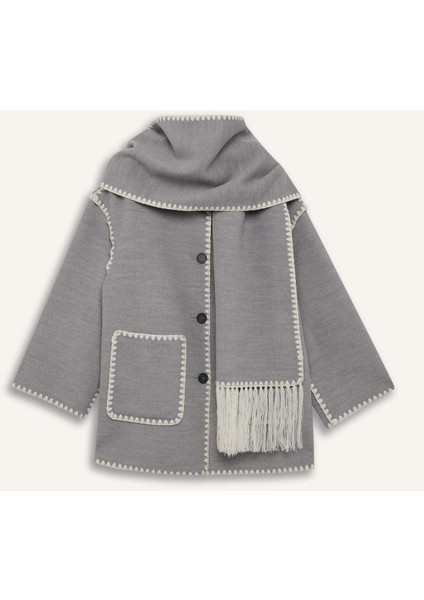 Relax Fit Cepli Düğmeli Çoban Dİkişli Kaşe Mont D5120AX24WN