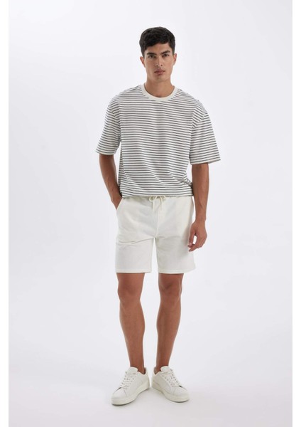 Regular Fit Jakarlı Basic Düz Şort D5107AX24SM