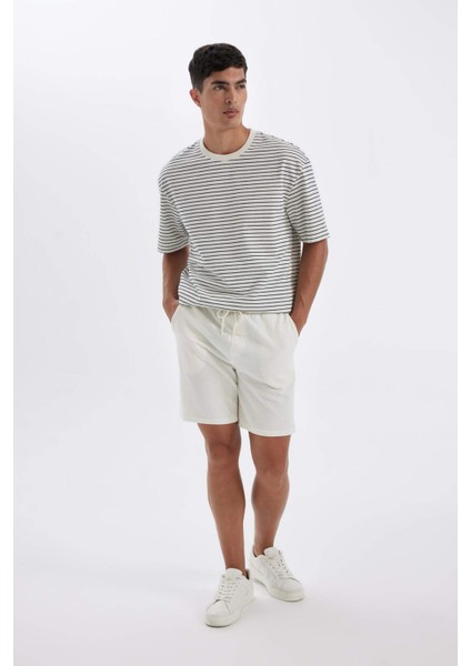 Regular Fit Jakarlı Basic Düz Şort D5107AX24SM