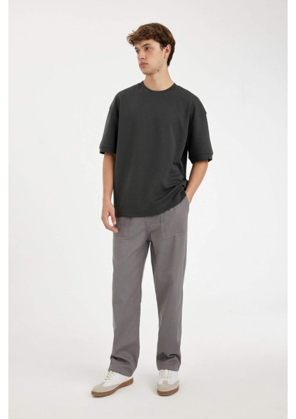 %100 Pamuk Yazlık Jogger Pantolon Wide Leg Bol Rahat Kesim Paraşüt Beli Bağcıklı Geniş Bol Paça C9159AX24AU