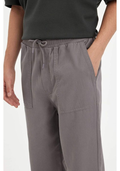 %100 Pamuk Yazlık Jogger Pantolon Wide Leg Bol Rahat Kesim Paraşüt Beli Bağcıklı Geniş Bol Paça C9159AX24AU