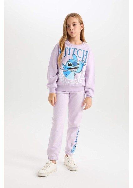 Kız Çocuk Disney Lilo & Stitch Beli Lastikli Standart Fit Jogger Eşofman Altı D3224A824WN