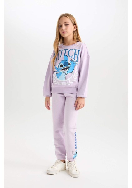 Kız Çocuk Disney Lilo & Stitch Beli Lastikli Standart Fit Jogger Eşofman Altı D3224A824WN