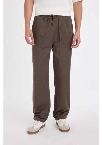 %100 Pamuk Yazlık Jogger Pantolon Wide Leg Bol Rahat Kesim Paraşüt Beli Bağcıklı Geniş Bol Paça C9159AX24AU