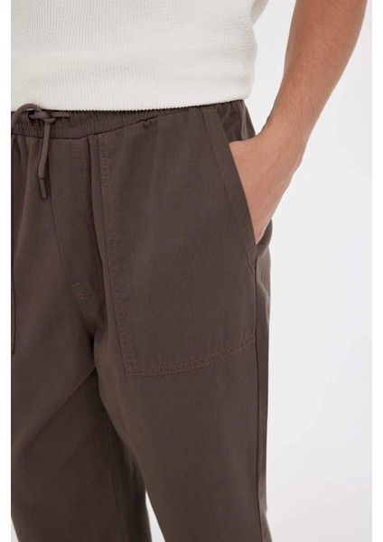 %100 Pamuk Yazlık Jogger Pantolon Wide Leg Bol Rahat Kesim Paraşüt Beli Bağcıklı Geniş Bol Paça C9159AX24AU