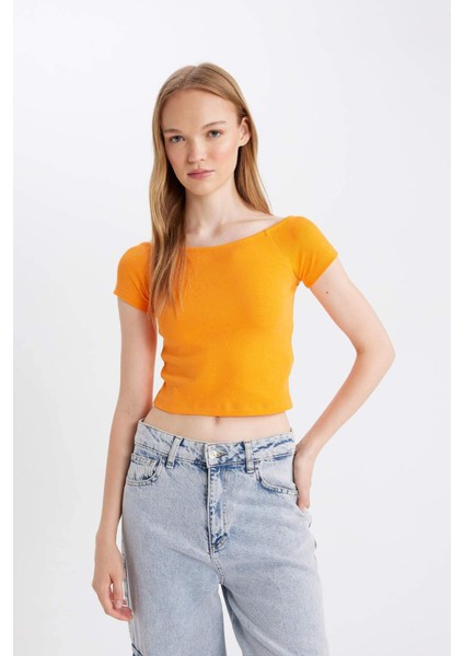 Fitted Ribana Kısa Kollu Tişört D5119AX24HS