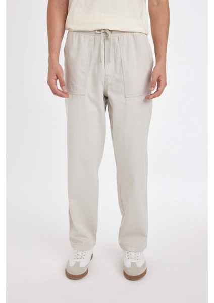 %100 Pamuk Yazlık Jogger Pantolon Wide Leg Bol Rahat Kesim Paraşüt Beli Bağcıklı Geniş Bol Paça C9159AX24AU