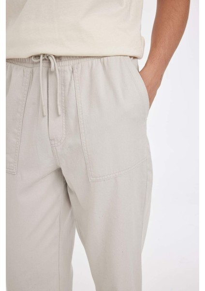 %100 Pamuk Yazlık Jogger Pantolon Wide Leg Bol Rahat Kesim Paraşüt Beli Bağcıklı Geniş Bol Paça C9159AX24AU