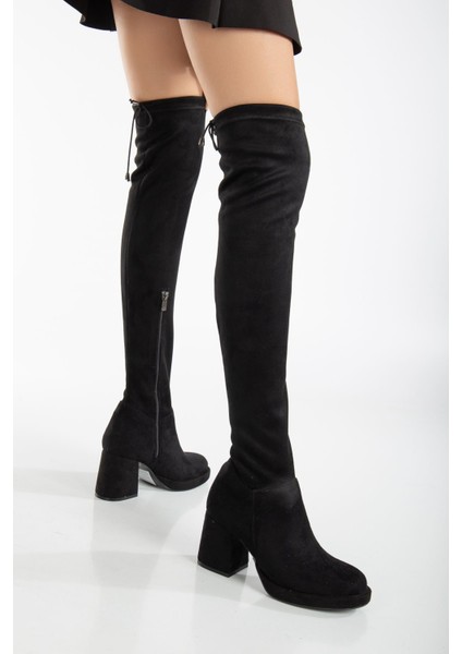 Maysa Topuklu Süet Streç Çizme