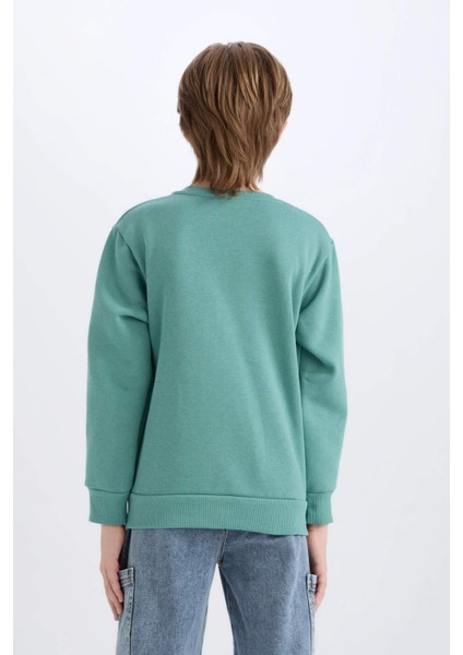 Erkek Çocuk Bisiklet Yaka Baskılı Sweatshirt D3027A824WN