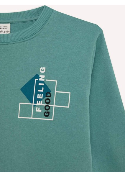 Erkek Çocuk Bisiklet Yaka Baskılı Sweatshirt D3027A824WN