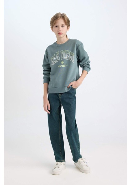 Erkek Çocuk Bisiklet Yaka Baskılı Sweatshirt D3031A824WN