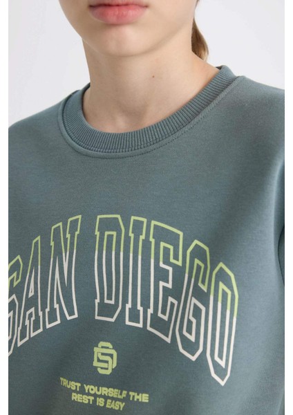 Erkek Çocuk Bisiklet Yaka Baskılı Sweatshirt D3031A824WN