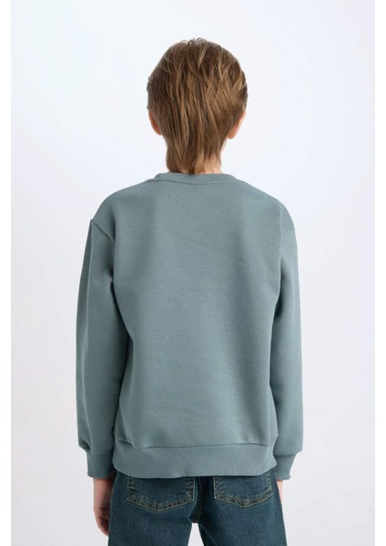 Erkek Çocuk Bisiklet Yaka Baskılı Sweatshirt D3031A824WN