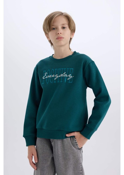 Erkek Çocuk Bisiklet Yaka Baskılı Sweatshirt D3036A824WN