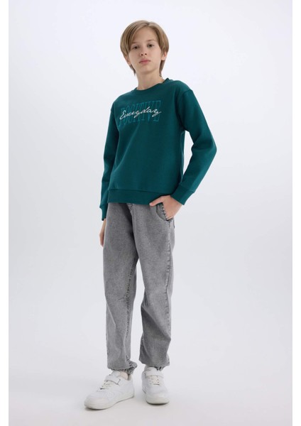 Erkek Çocuk Bisiklet Yaka Baskılı Sweatshirt D3036A824WN